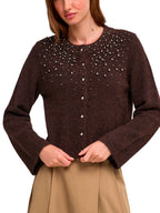 Cardigan Only Miggie Marrone con perline 15375519 /Coffee Bean ONLY 