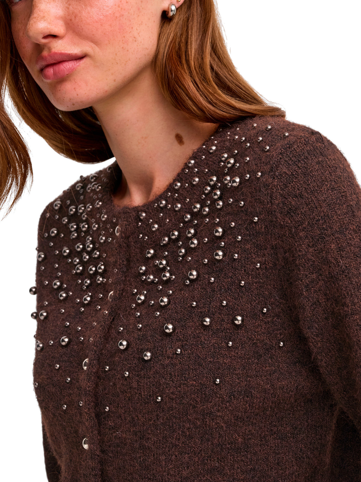 Cardigan Only Miggie Marrone con perline 15375519 /Coffee Bean ONLY 