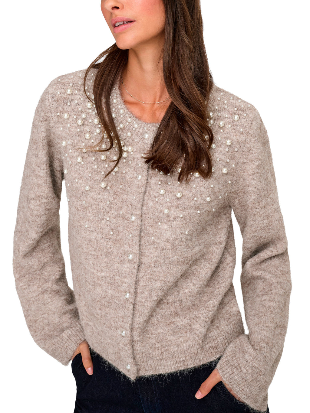 Cardigan Only Miggie Beige con perline 15375519 /Malt Ball ONLY 
