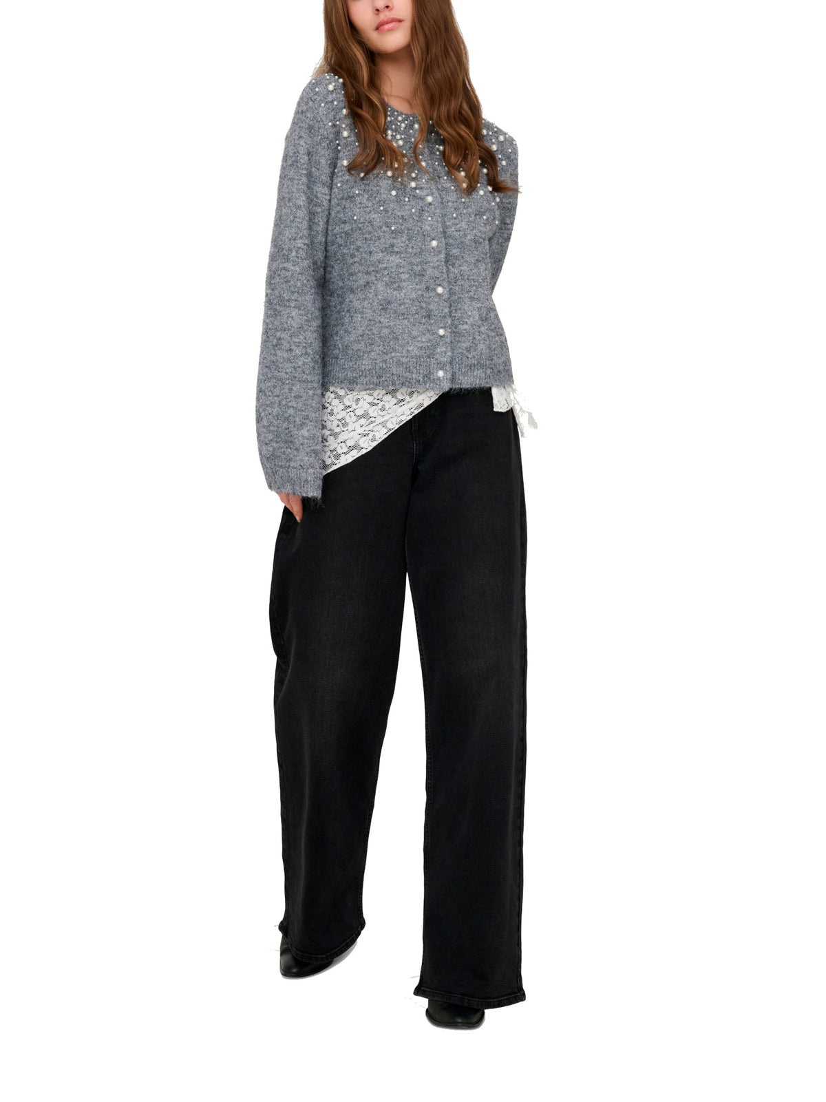 Cardigan Only Miggie Grigio con perline 15375519 /Medium Grey Melange ONLY 