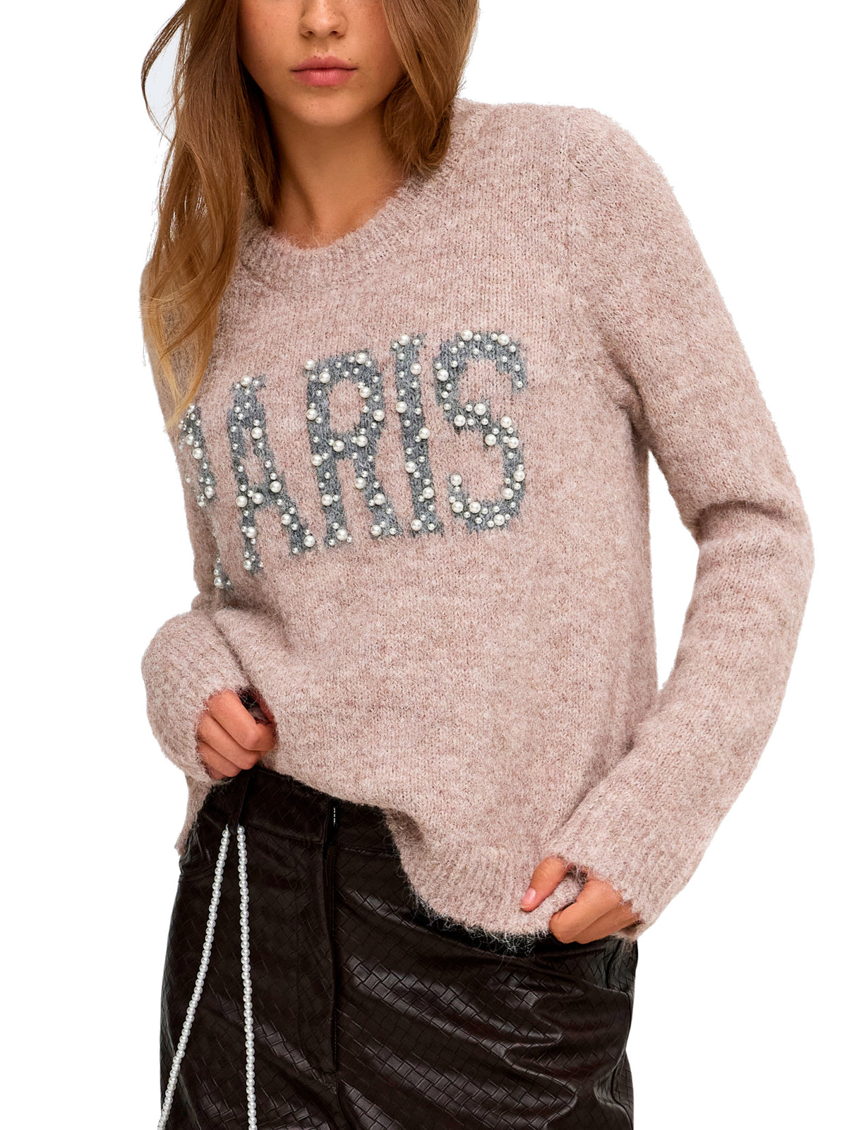 Maglia Only Zaggie beige con scritta 15375533 /Silver Mink ONLY 
