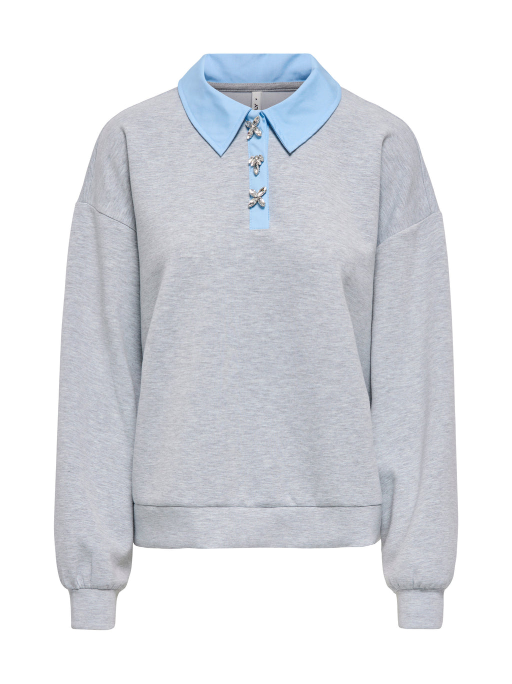 Felpa Only Scarlett Grigia con colletto a contarsto 15375667 /Light Grey Melange ONLY 