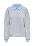 Felpa Only Scarlett Grigia con colletto a contarsto 15375667 /Light Grey Melange ONLY 