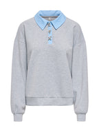 Felpa Only Scarlett Grigia con colletto a contarsto 15375667 /Light Grey Melange ONLY 