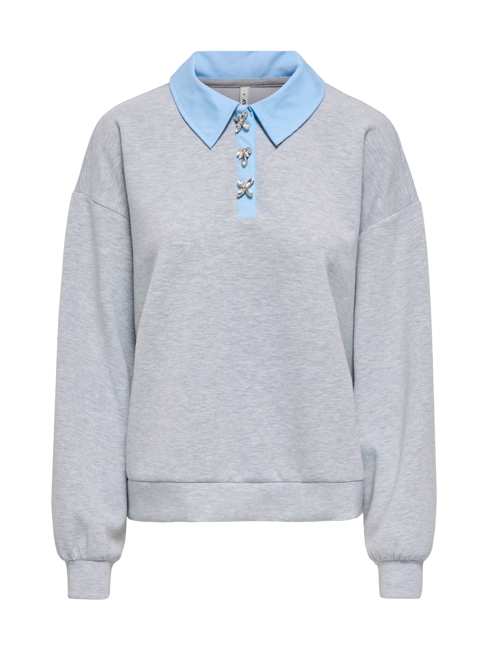 Felpa Only Scarlett Grigia con colletto a contarsto 15375667 /Light Grey Melange ONLY 