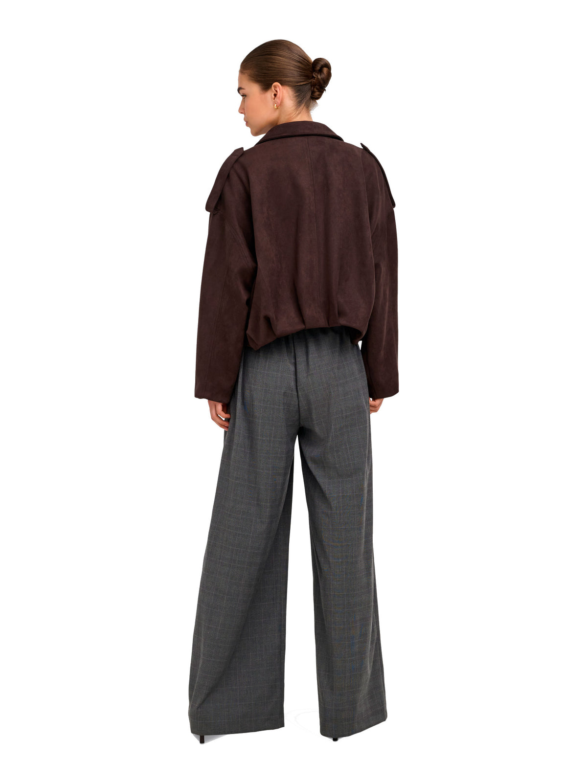 Pantalone Only Lenia Grigio melange wide check 15376501 /Dark Grey Melange ONLY 