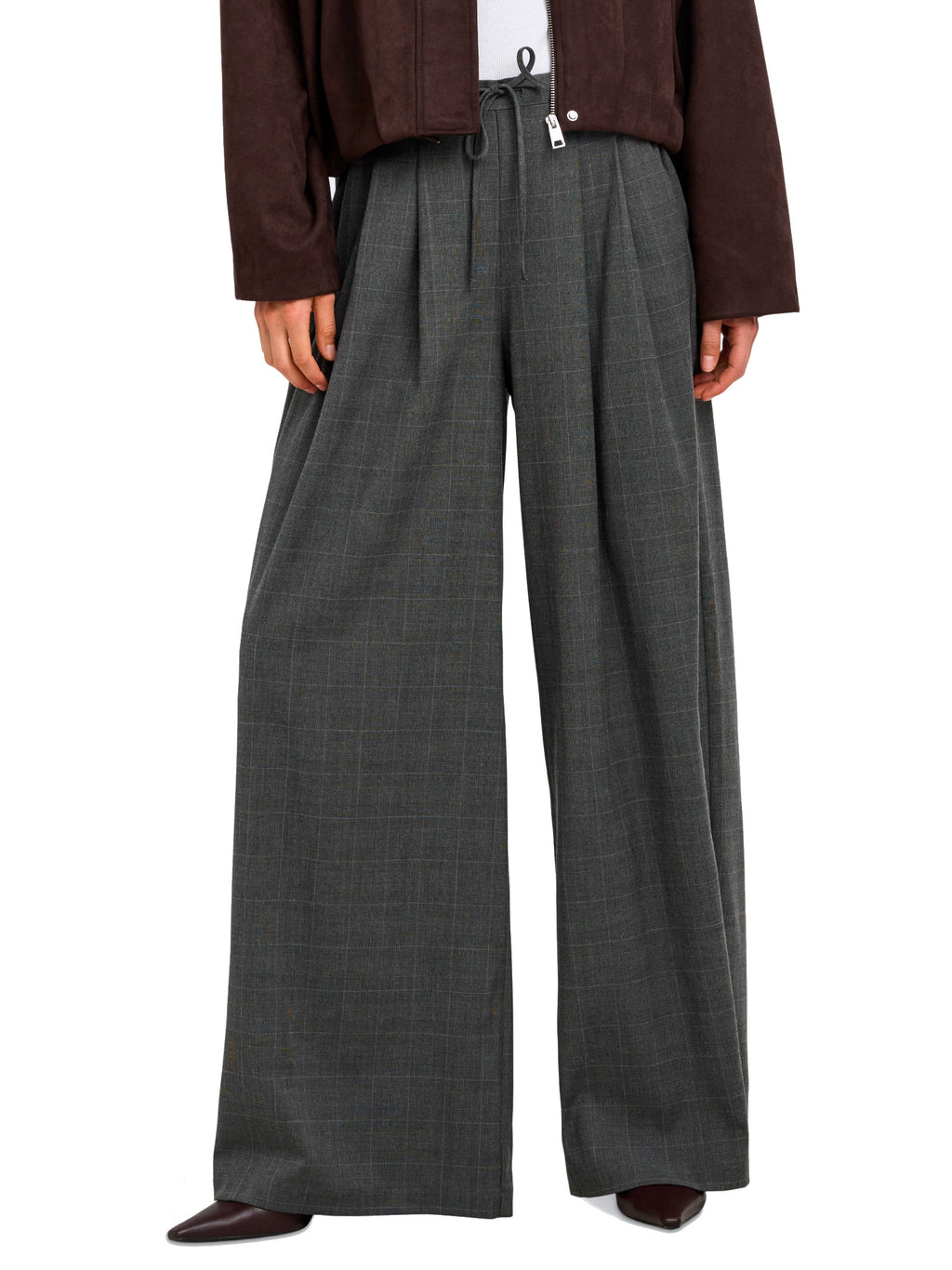 Pantalone Only Lenia Grigio melange wide check 15376501 /Dark Grey Melange ONLY 