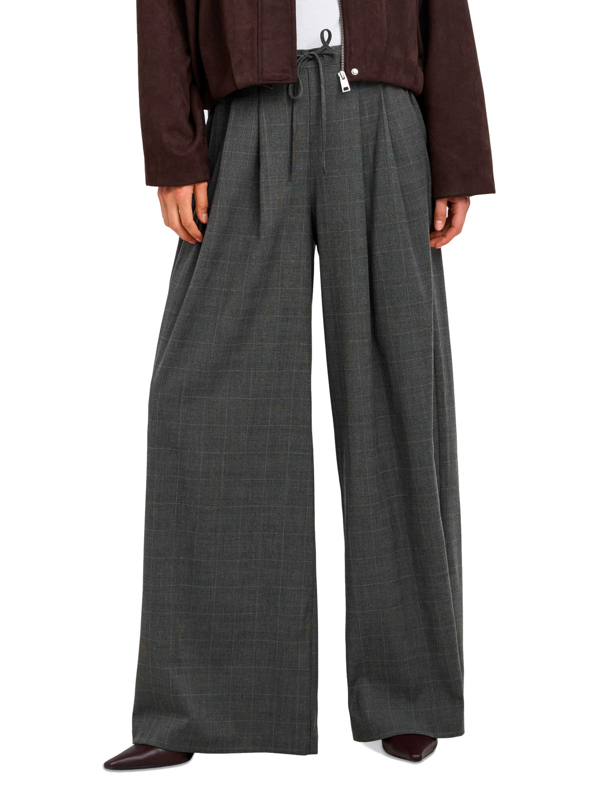 Pantalone Only Lenia Grigio melange wide check 15376501 /Dark Grey Melange ONLY 