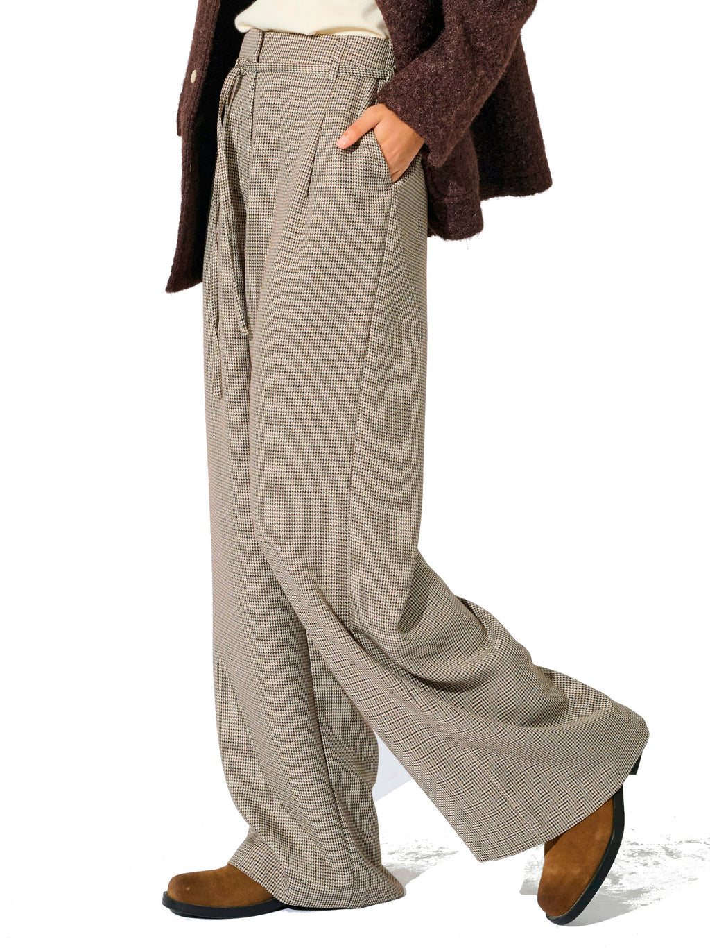 Pantalone Only Miria con microfantasia pied-de-poule 15376507 /Pumice Stone ONLY 