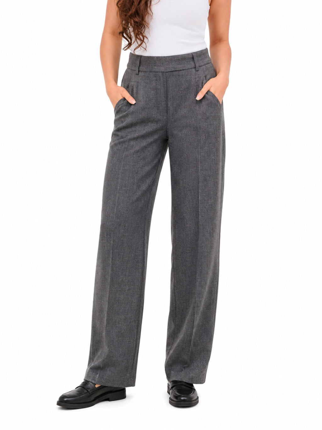 Pantalone Only Poptrash Antracite gamba dritta 15377382 /Dark Grey Melange ONLY 