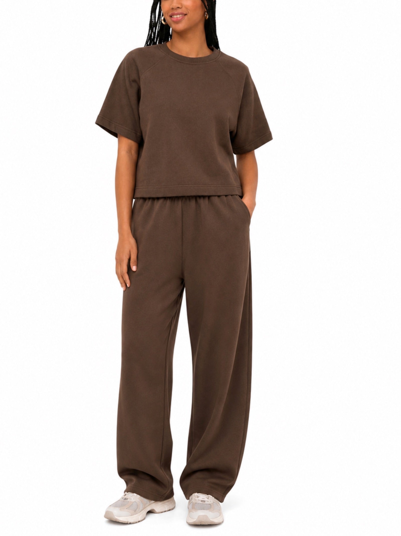 T-shirt Only Ofelia Marrone in tessuto felpato 15377588 /Bracken ONLY 