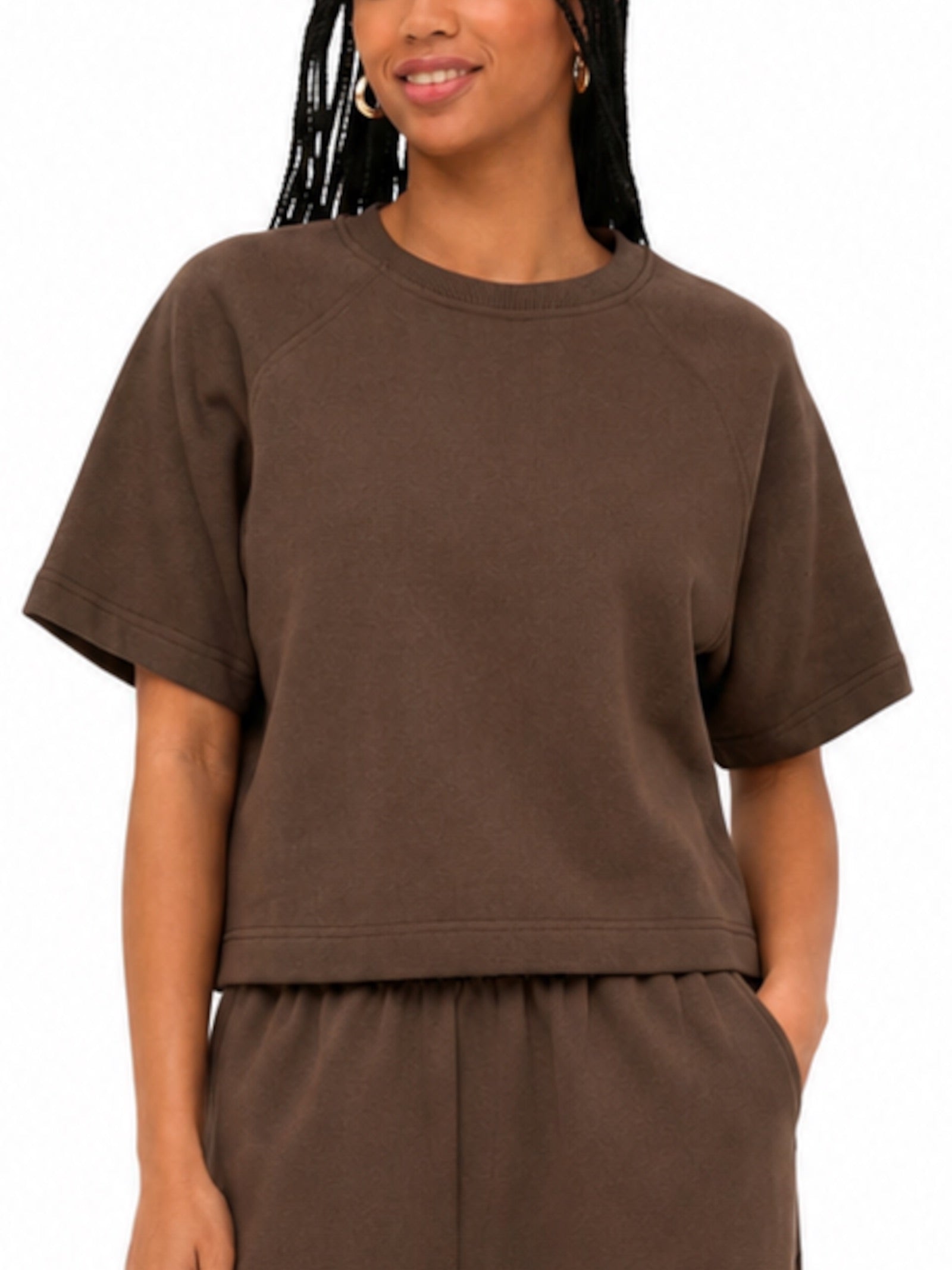 T-shirt Only Ofelia Marrone in tessuto felpato 15377588 /Bracken ONLY 