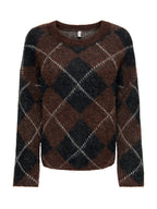 Maglione Only Noeme Marrone a rombi 15378140 /Coffee Bean ONLY 