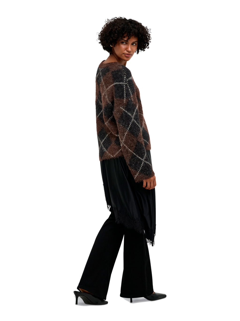 Maglione Only Noeme Marrone a rombi 15378140 /Coffee Bean ONLY 