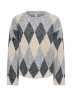 Maglione Only Noeme Grigio a rombi 15378140 /Light Grey Melange ONLY 