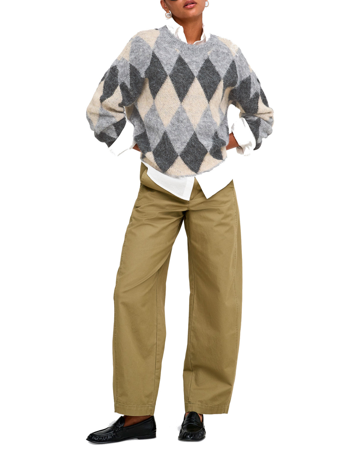 Maglione Only Noeme Grigio a rombi 15378140 /Light Grey Melange ONLY 