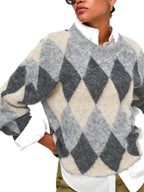 Maglione Only Noeme Grigio a rombi 15378140 /Light Grey Melange ONLY 