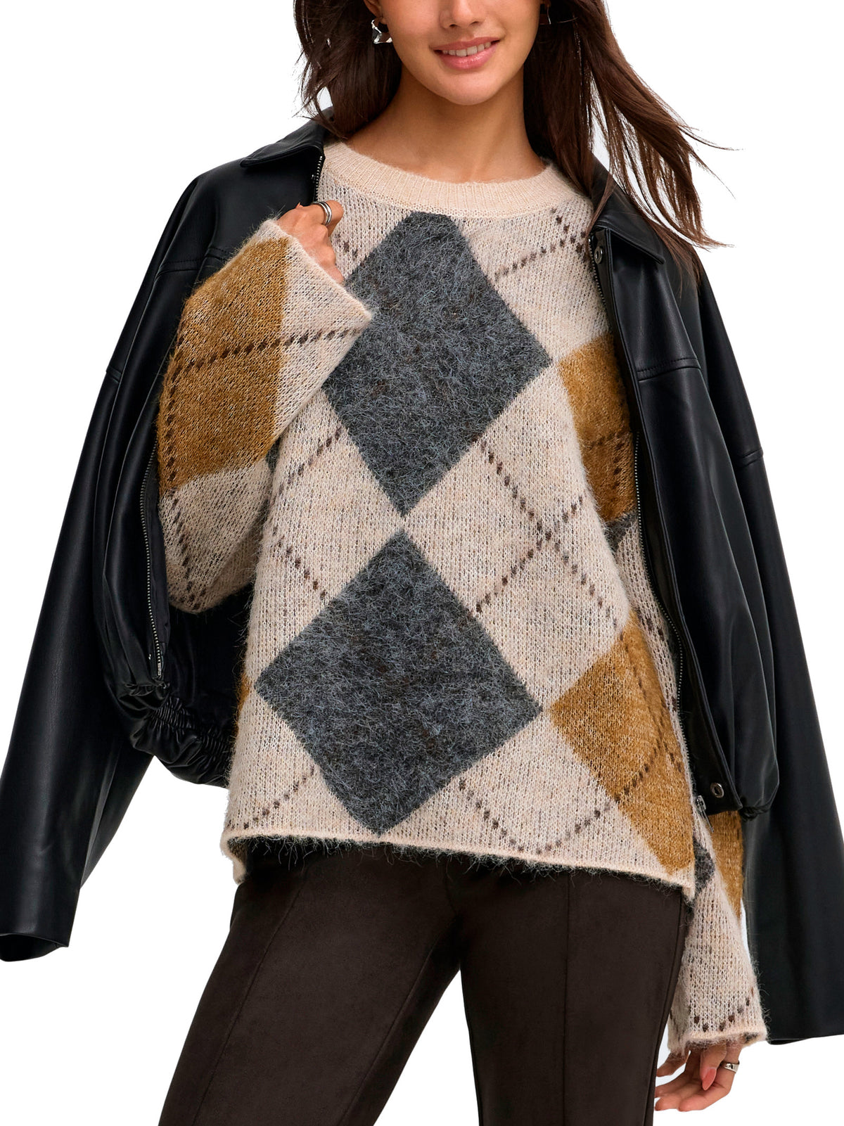 Maglione Only Noeme Beige a rombi 15378140 /Oatmeal ONLY 