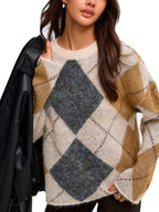 Maglione Only Noeme Beige a rombi 15378140 /Oatmeal ONLY 