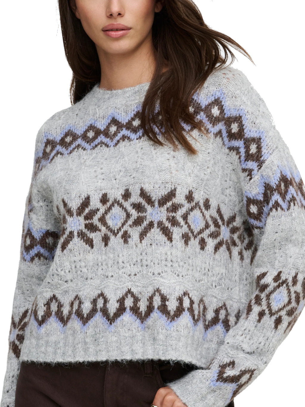 Maglia Only Stockolm Grigia con fantasia jacquard 15378501 /Light Grey Melange ONLY 