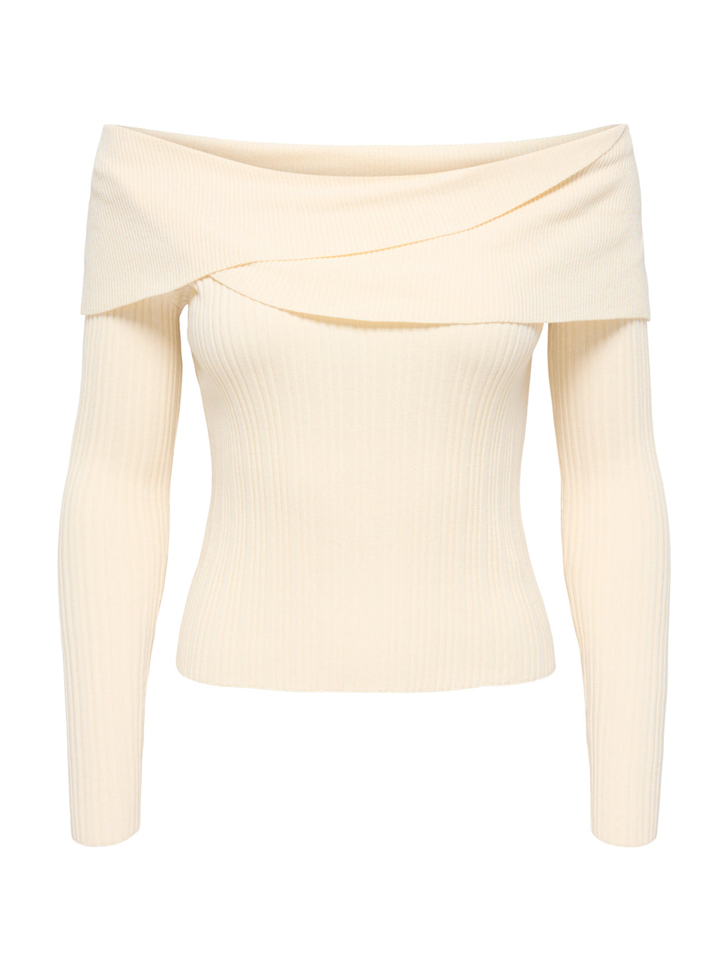 Maglia Only Meddi Panna a costine con scollo Bardot 15379209 /Birch ONLY 