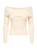 Maglia Only Meddi Panna a costine con scollo Bardot 15379209 /Birch ONLY 