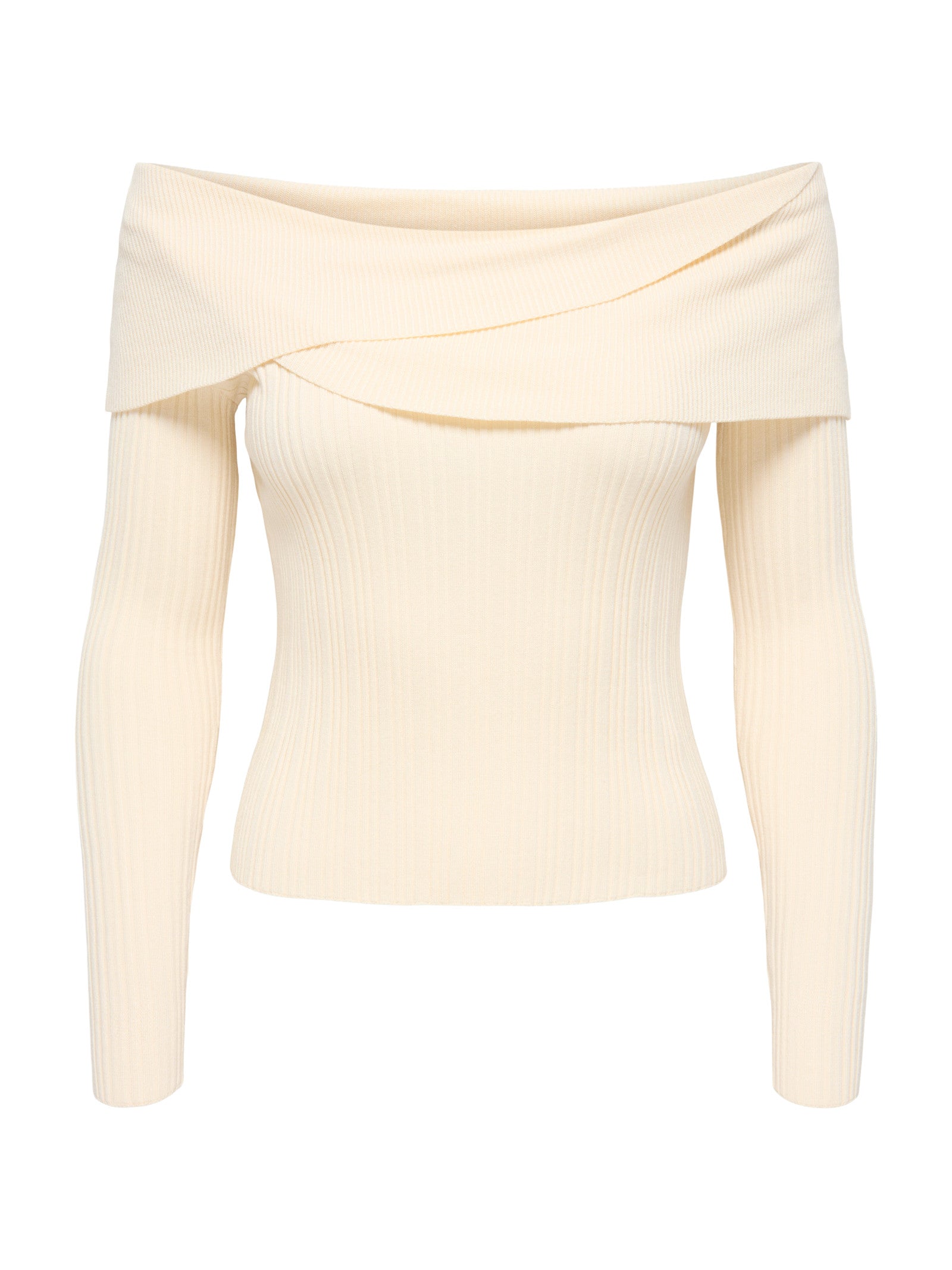Maglia Only Meddi Panna a costine con scollo Bardot 15379209 /Birch ONLY 