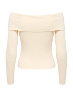 Maglia Only Meddi Panna a costine con scollo Bardot 15379209 /Birch ONLY 