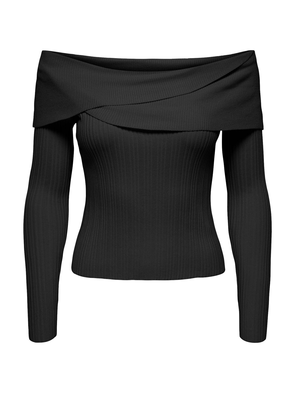 Maglia Only Meddi Nero a costine con scollo Bardot 15379209 /Black ONLY 