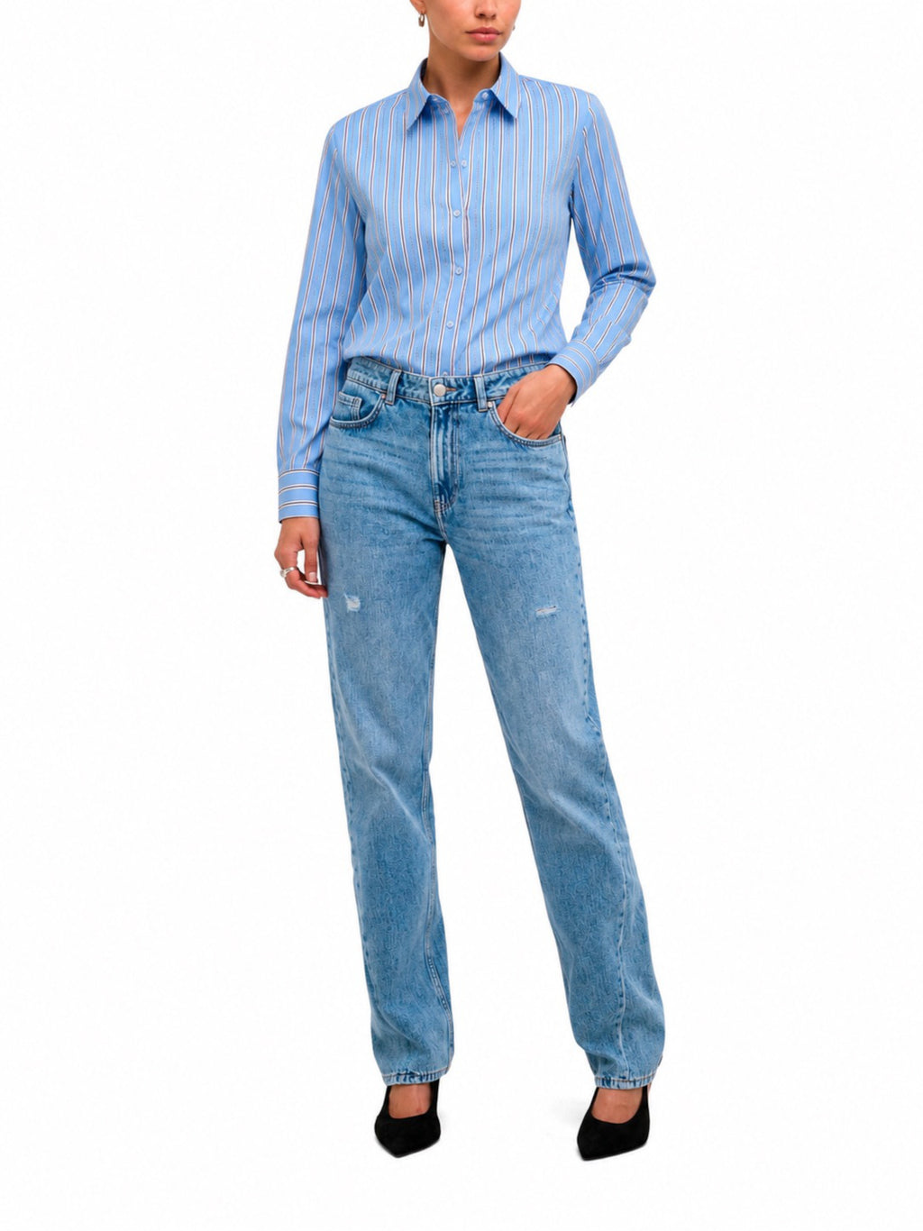 Camicia Only Dinaz Celeste a righe 15379657 /Lavender Lustre ONLY 