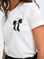 T-shirt Only Bianco Kita con fiocco 15379937 /Bright White ONLY 