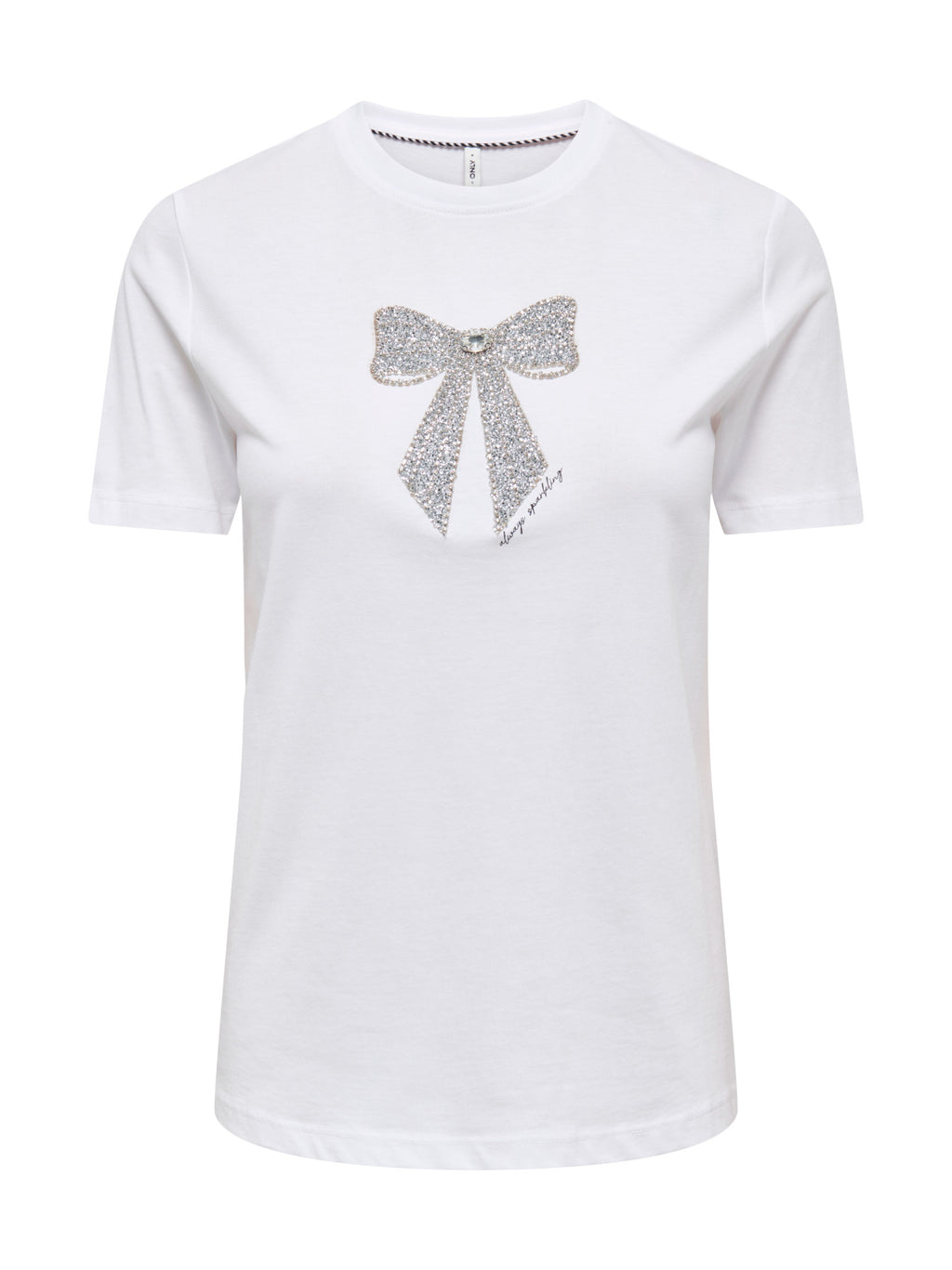 T-shirt Only Kita Bianca con fiocco 15379937 /SILVER BRIGHT WHITE ONLY 
