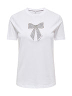 T-shirt Only Kita Bianca con fiocco 15379937 /SILVER BRIGHT WHITE ONLY 