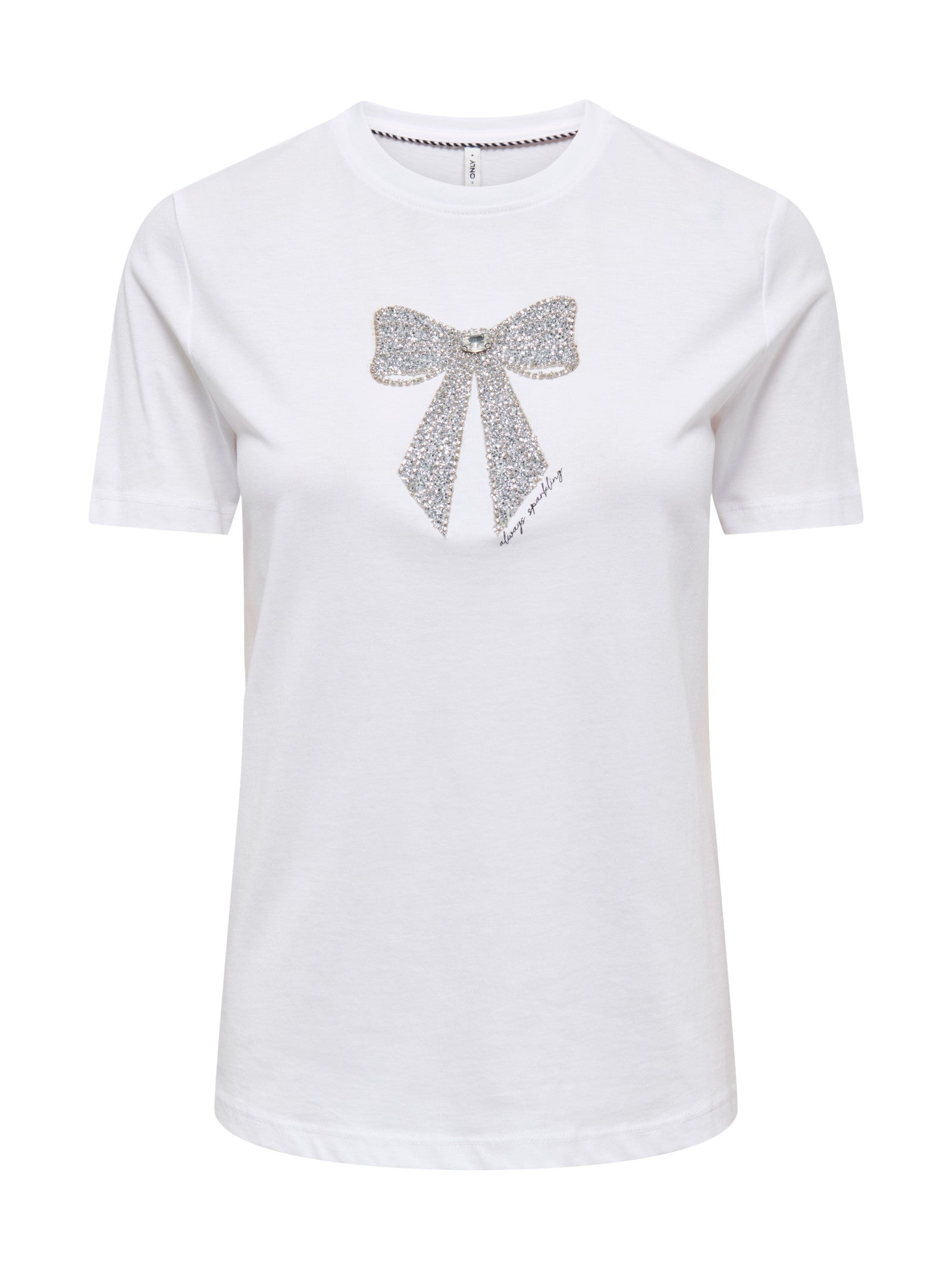 T-shirt Only Kita Bianca con fiocco 15379937 /SILVER BRIGHT WHITE ONLY 