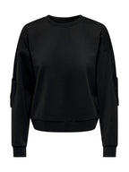 Felpa Only Alina Nero girocollo con frangie 15380310 /Black ONLY 