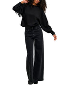 Felpa Only Alina Nero girocollo con frangie 15380310 /Black ONLY 