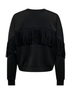 Felpa Only Alina Nero girocollo con frangie 15380310 /Black ONLY 