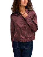 Camicia Only Indona Vinaccia cropped in raso 15380413 /Chocolate Torte ONLY 