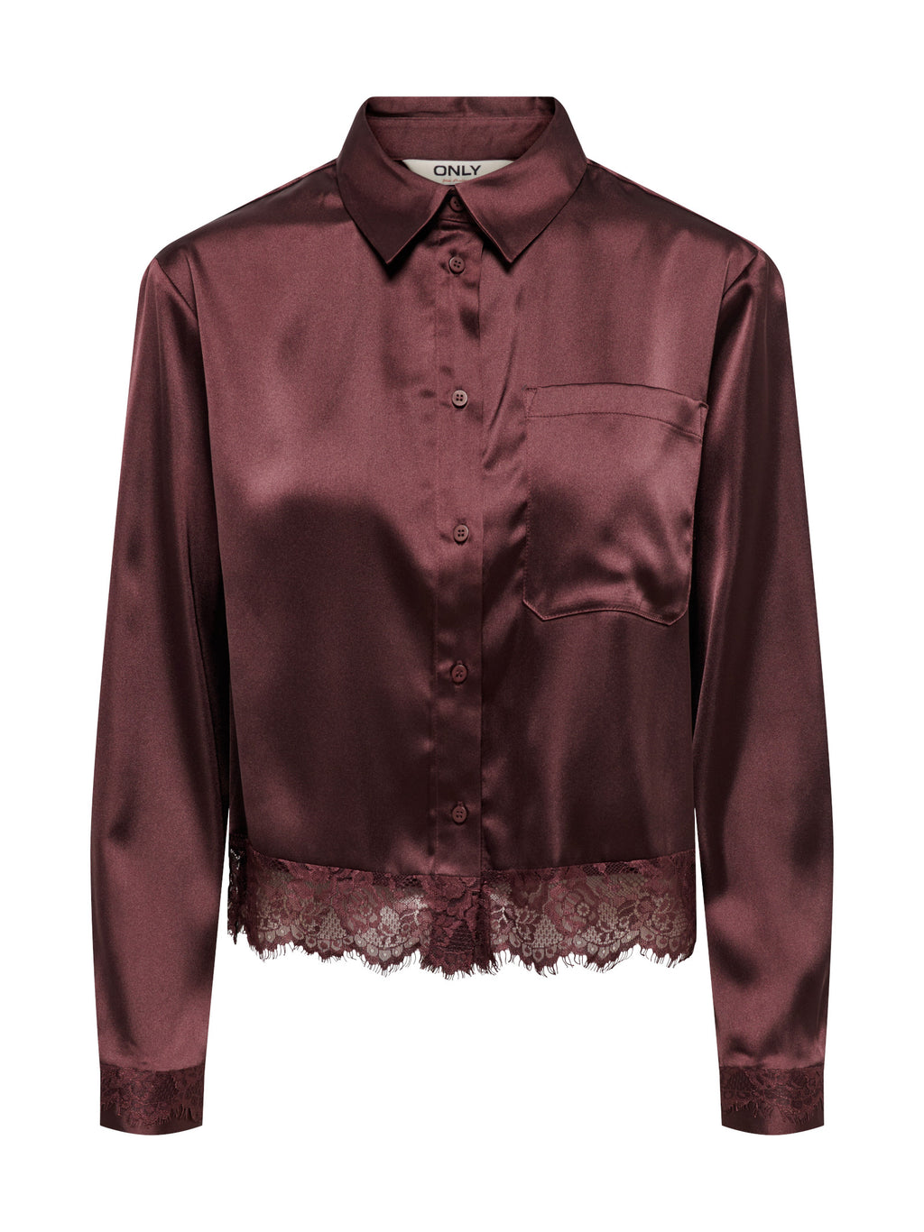 Camicia Only Indona Vinaccia cropped in raso 15380413 /Chocolate Torte ONLY 