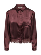 Camicia Only Indona Vinaccia cropped in raso 15380413 /Chocolate Torte ONLY 
