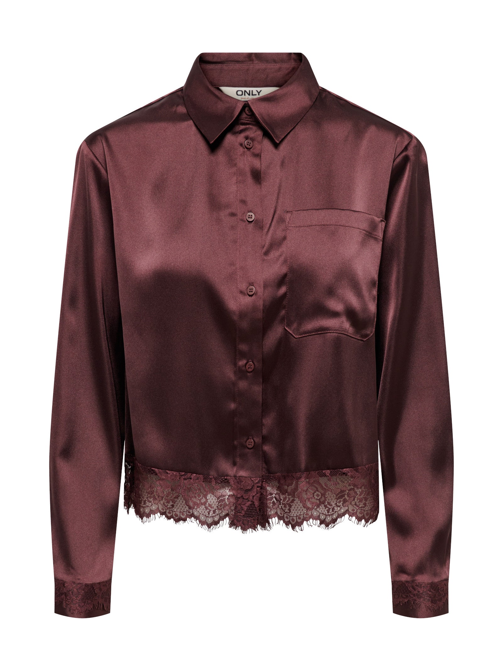 Camicia Only Indona Vinaccia cropped in raso 15380413 /Chocolate Torte ONLY 