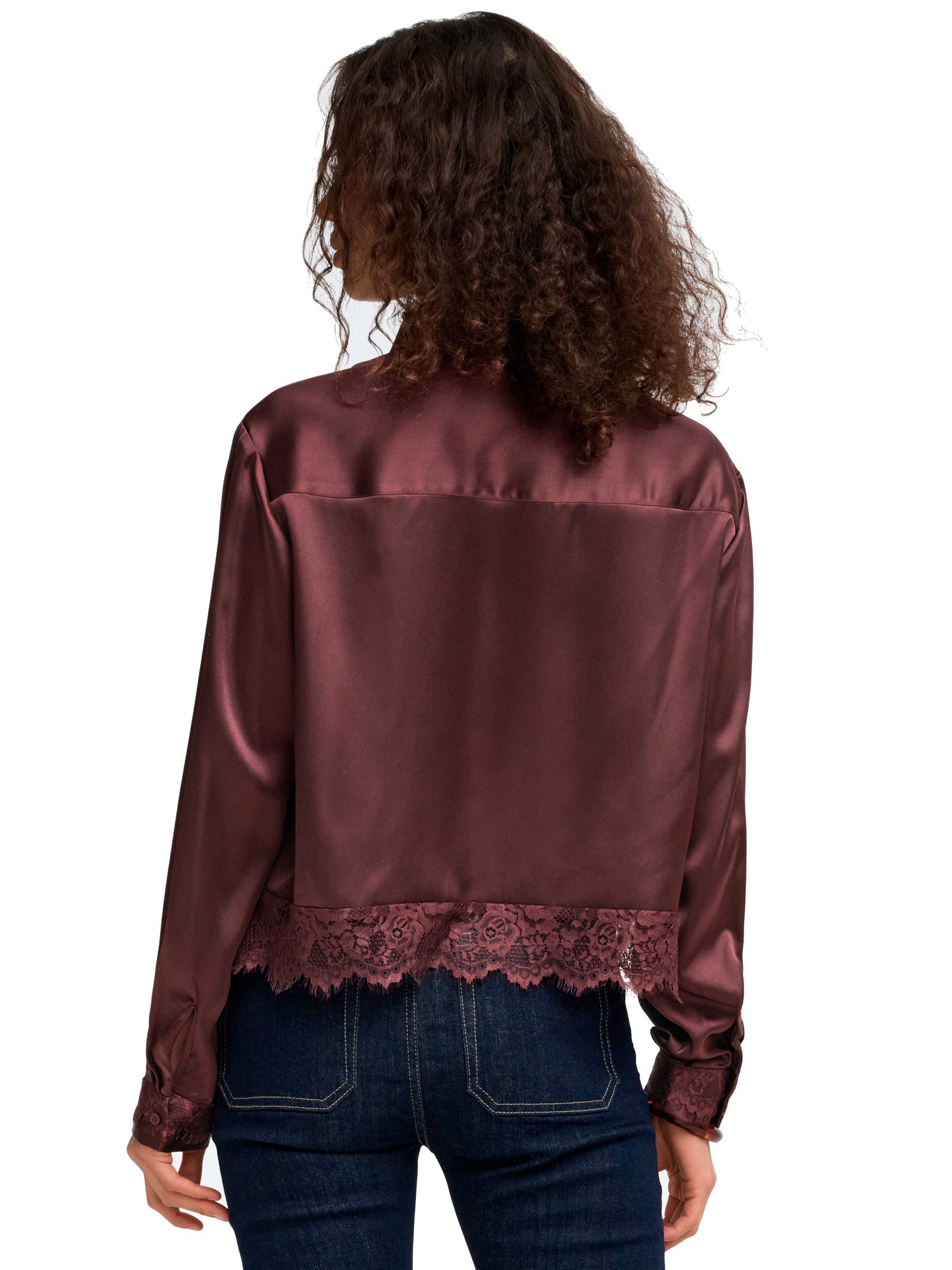 Camicia Only Indona Vinaccia cropped in raso 15380413 /Chocolate Torte ONLY 