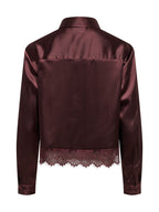 Camicia Only Indona Vinaccia cropped in raso 15380413 /Chocolate Torte ONLY 