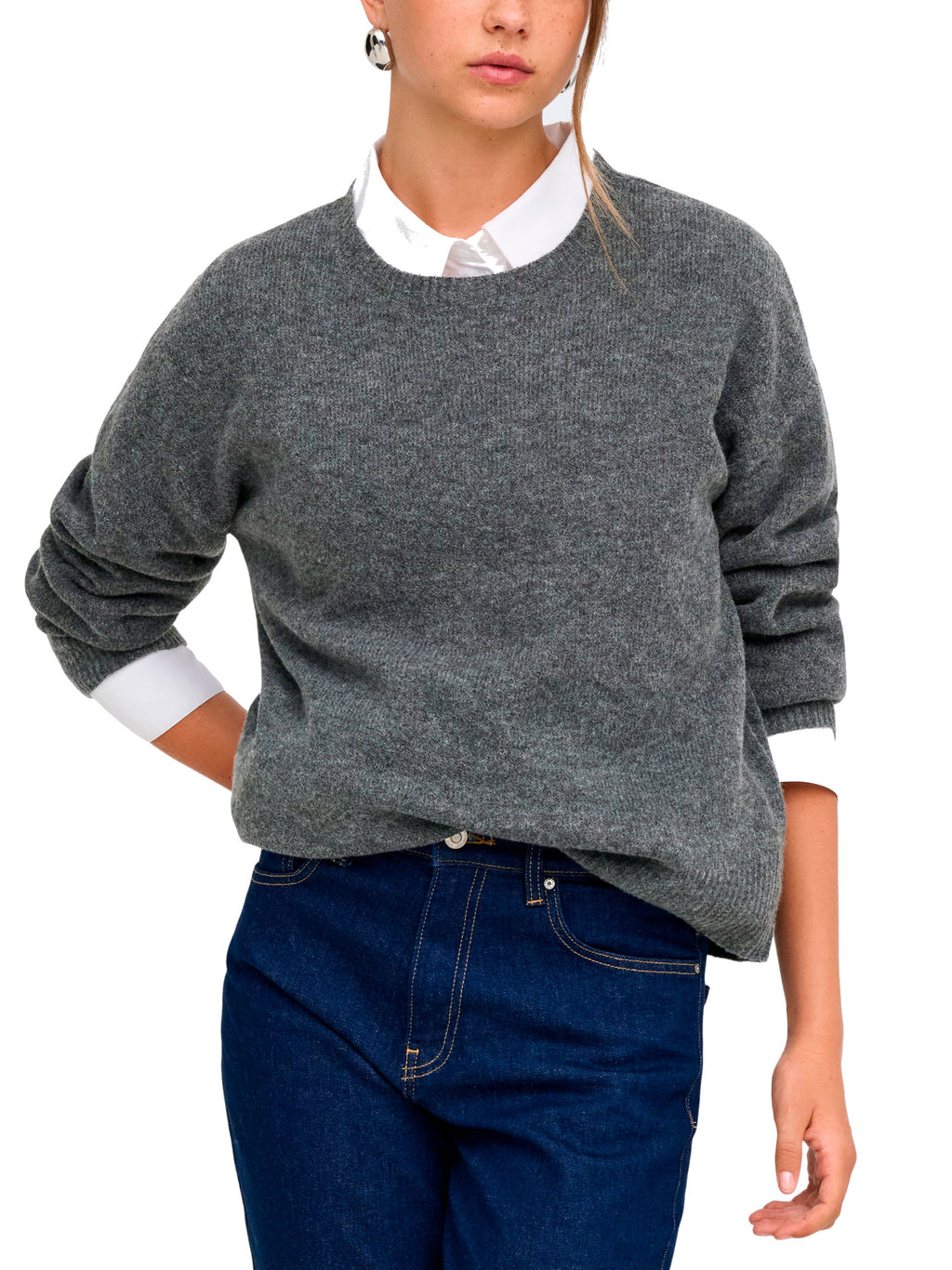 Maglia Only Olivia Grigio girocollo 15380548 /Dark Grey Melange ONLY 
