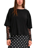 T-shirt Only Talia Nero maniche lunghe con pizzo 15381333 /Black ONLY 
