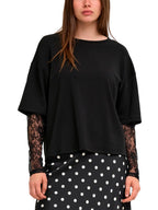 T-shirt Only Talia Nero maniche lunghe con pizzo 15381333 /Black ONLY 