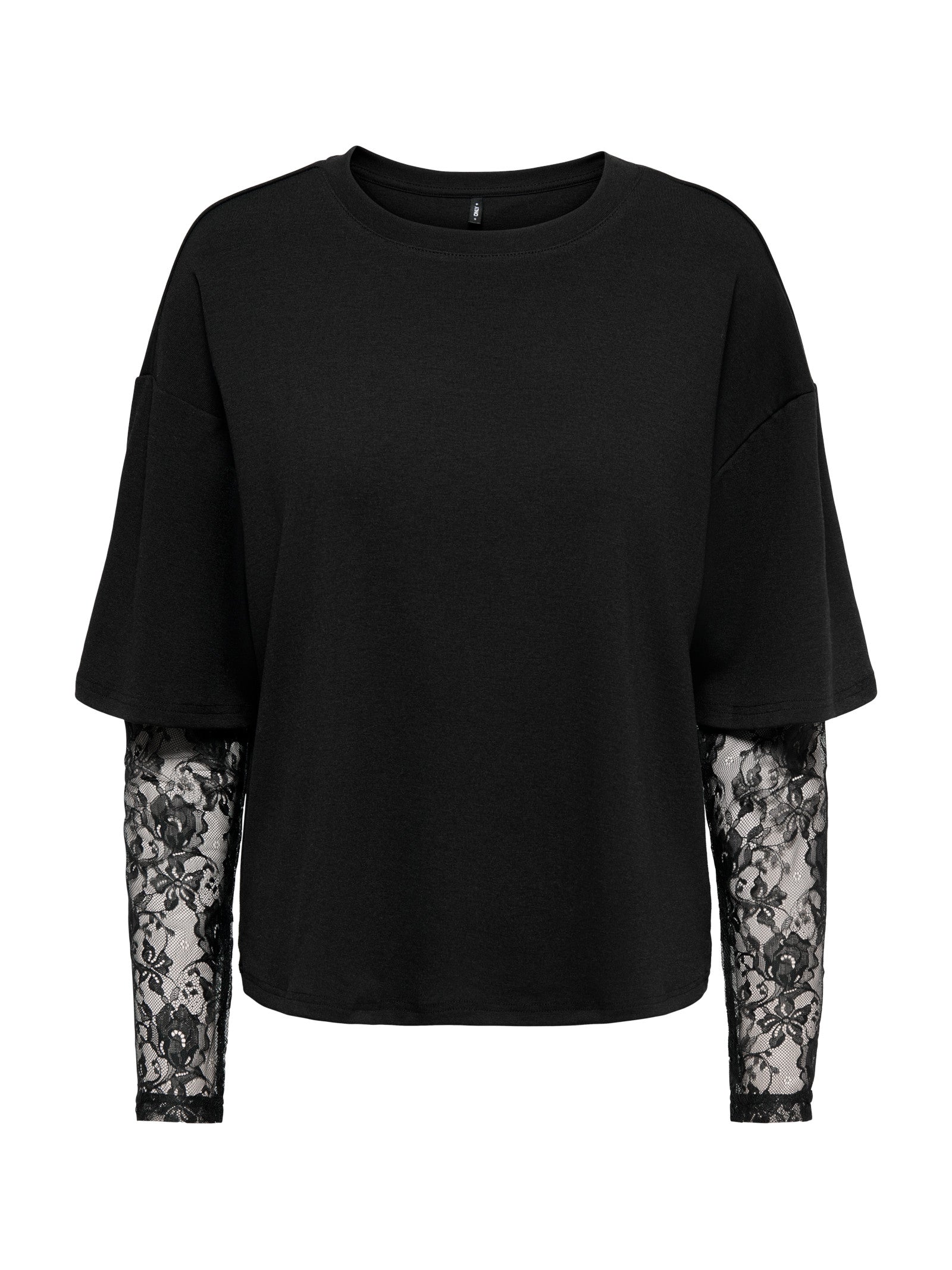 T-shirt Only Talia Nero maniche lunghe con pizzo 15381333 /Black ONLY 