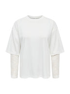 T-shirt Only Talia Bianco maniche lunghe con pizzo 15381333 /Cloud Dancer ONLY 