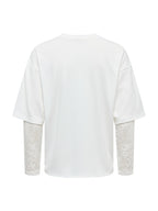 T-shirt Only Talia Bianco maniche lunghe con pizzo 15381333 /Cloud Dancer ONLY 