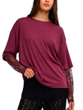 T-shirt Only Talia Bordeaux maniche lunghe con pizzo 15381333 /Fig ONLY 